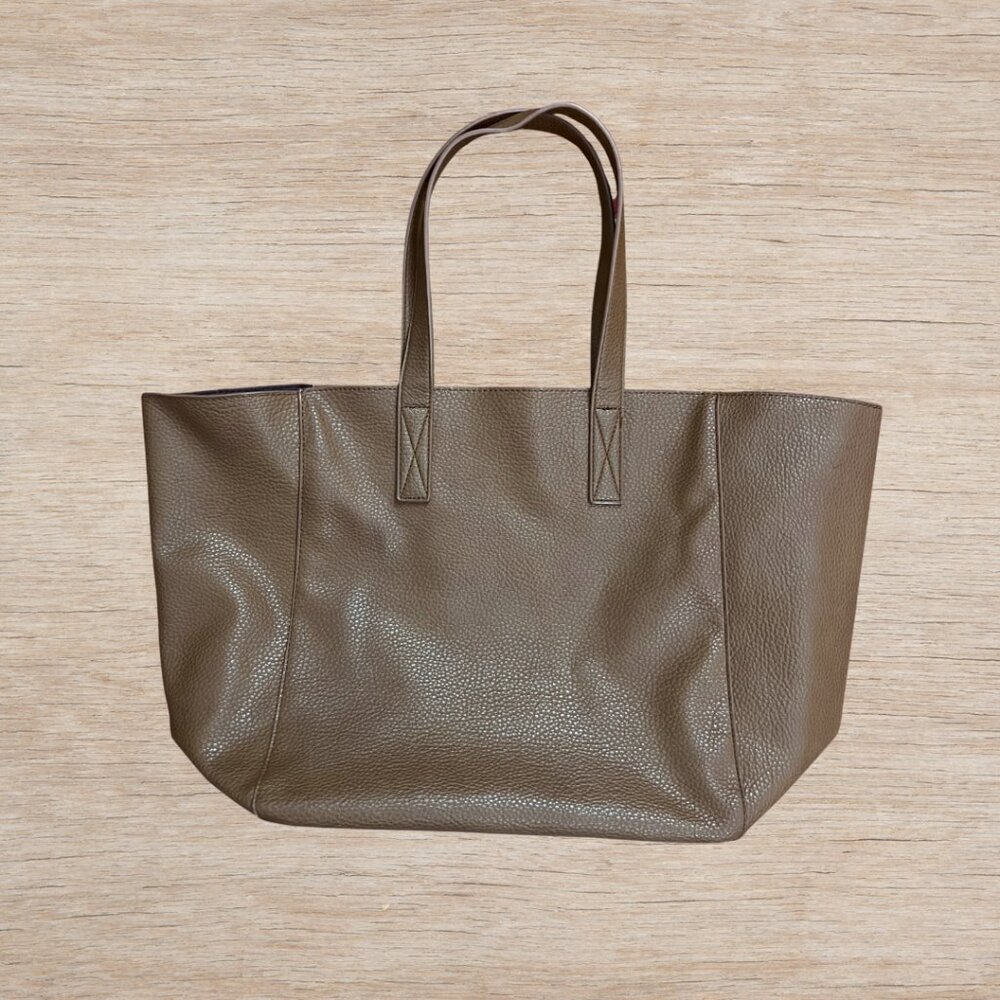 BP Nordstrom Faux Leather Chestnut Brown Tote Bag Purse Work School Travel